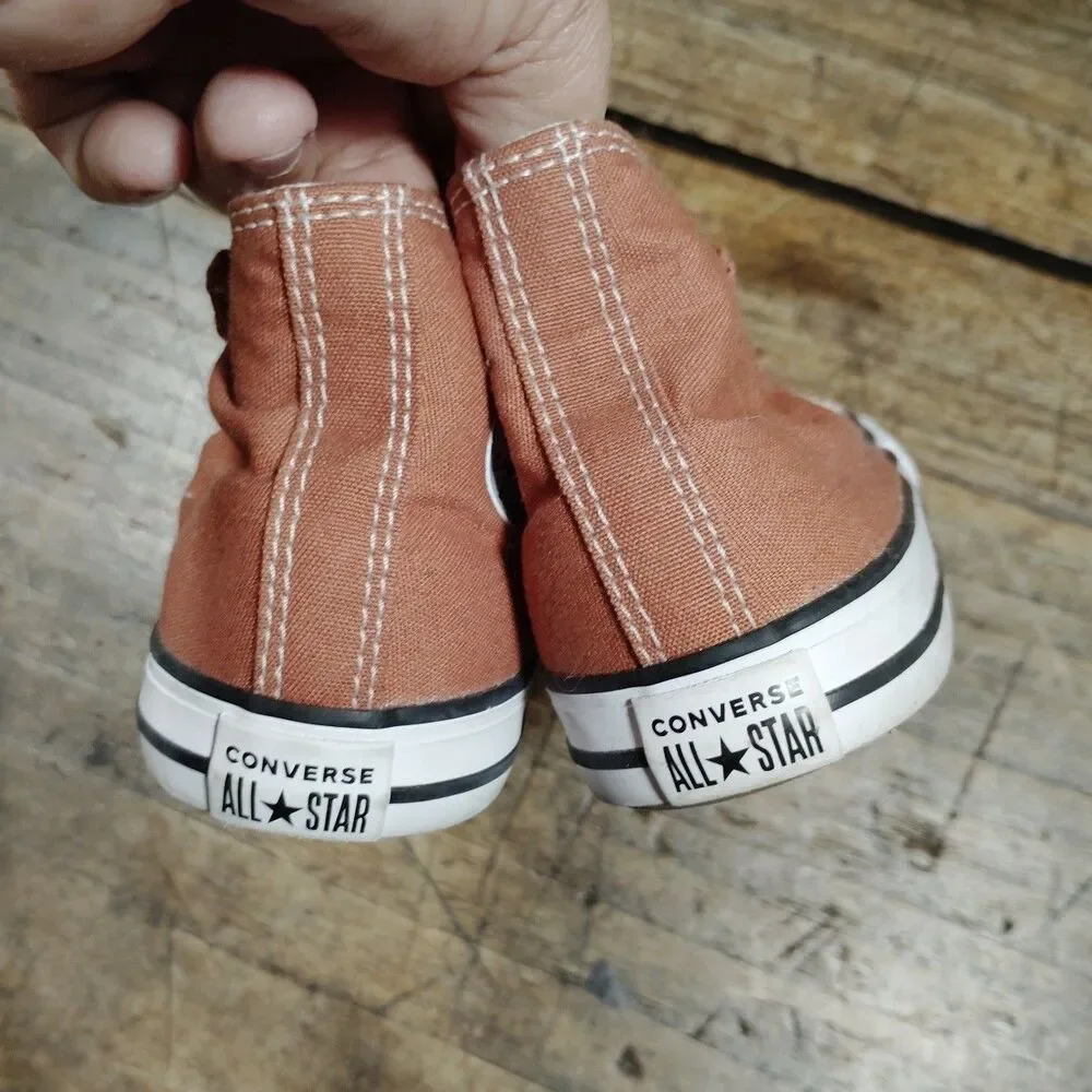 Converse All Star Youth Infant Sz 10 Sneakers Shoes High Top Brown Elastic Laces